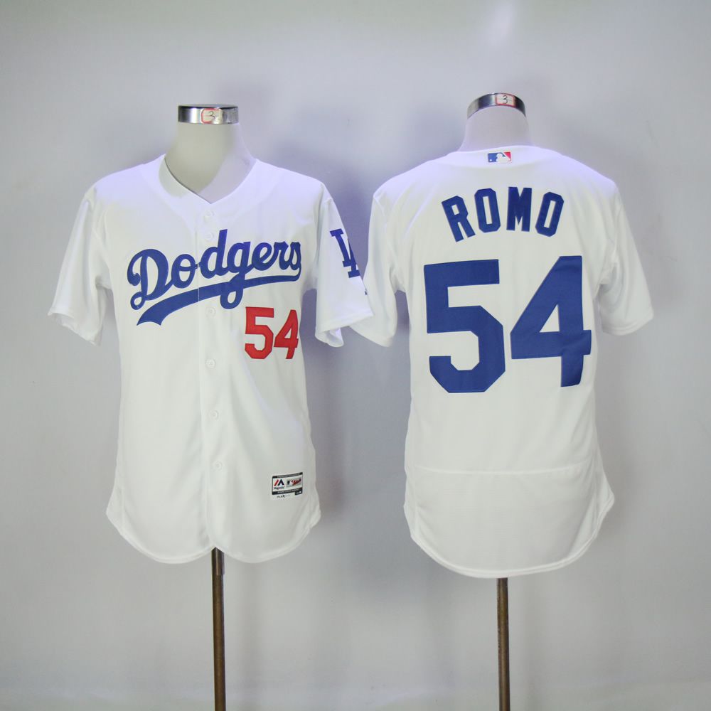 Men Los Angeles Dodgers 54 Romo White MLB Jerseys